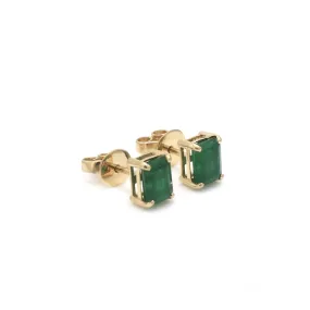 14K & 18K Gold Emerald Stud Earrings, 5 x 3 mm