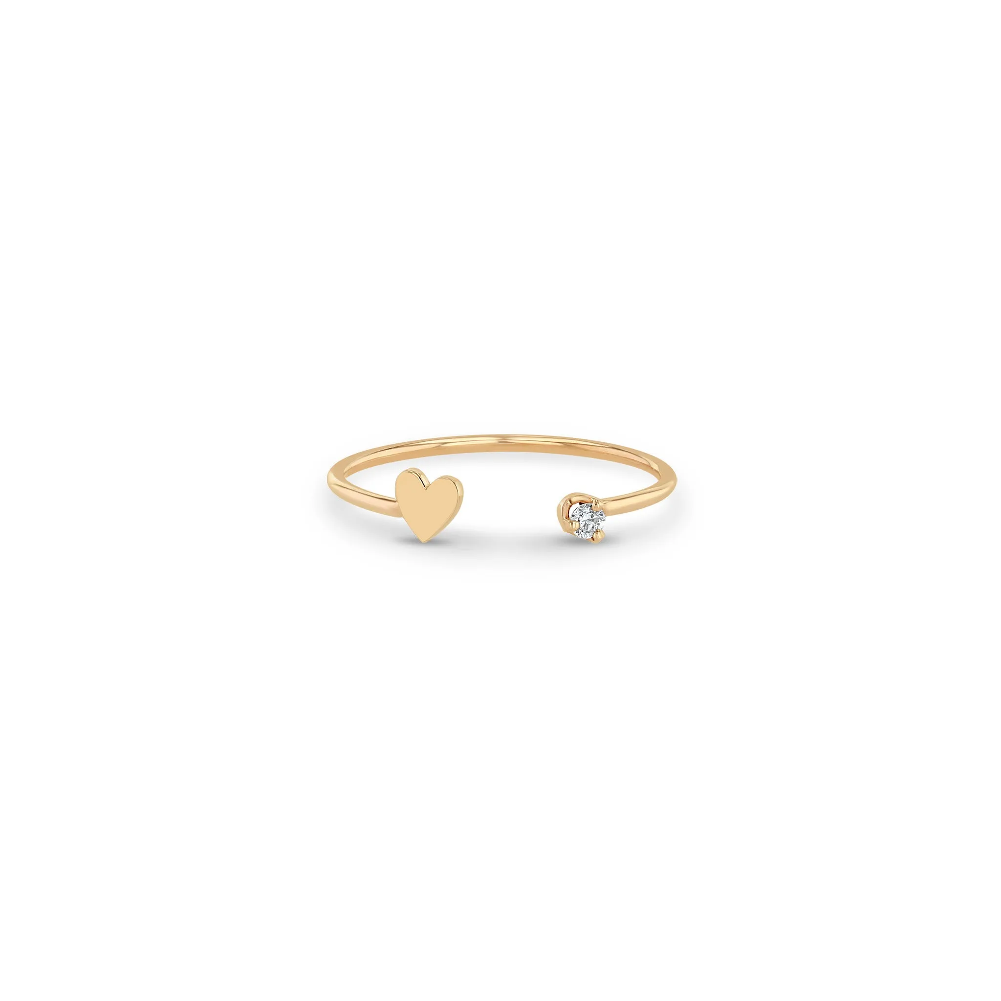 14k Itty Bitty Heart & Prong Diamond Open Ring