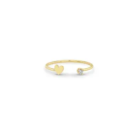 14k Itty Bitty Heart & Prong Diamond Open Ring