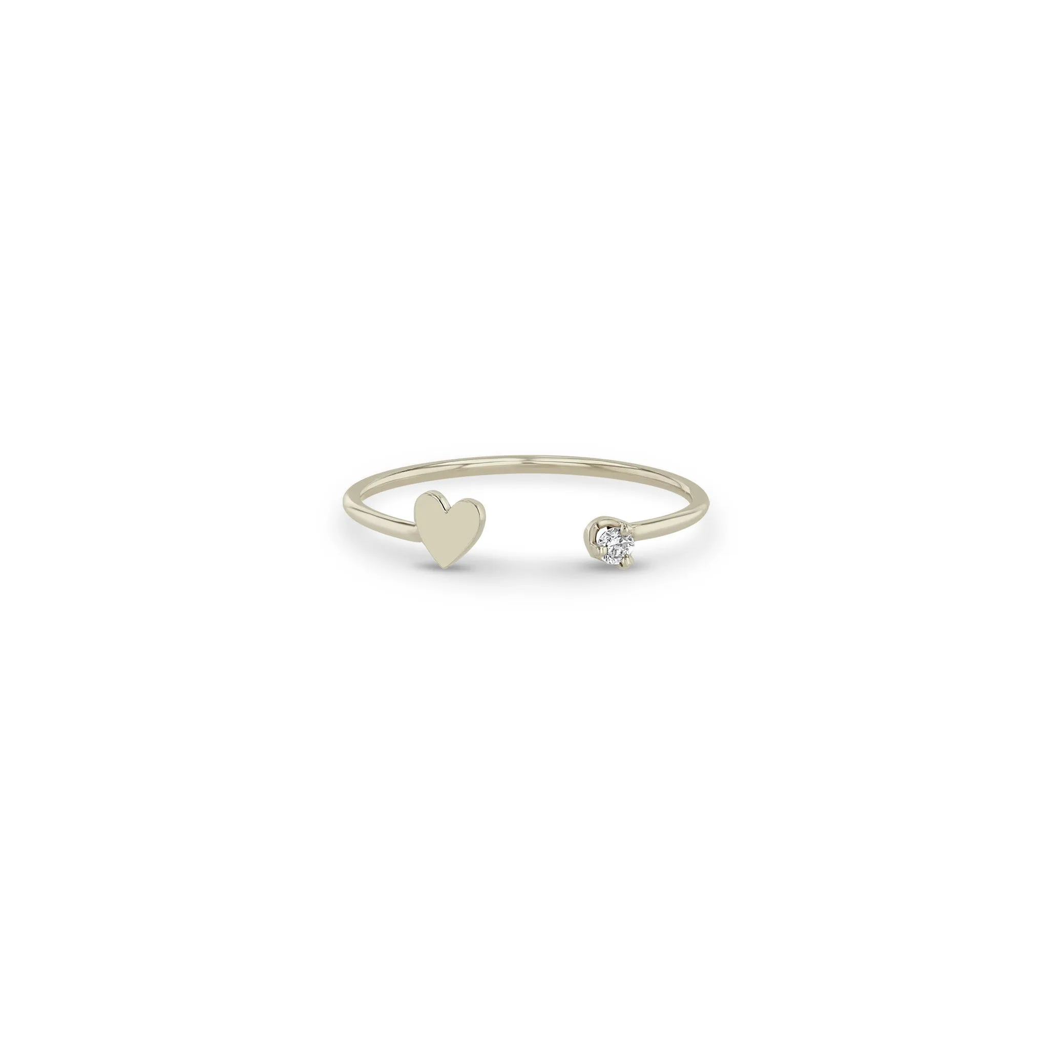 14k Itty Bitty Heart & Prong Diamond Open Ring