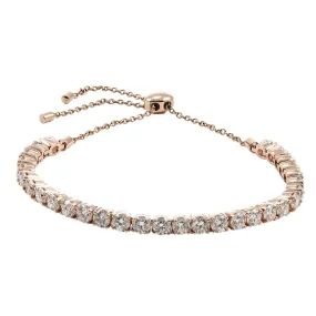 14K ROSE GOLD PRONG-SET DIAMOND TENNIS BRACELET WITH BEAD SLIDE CLASP 5.14CTW