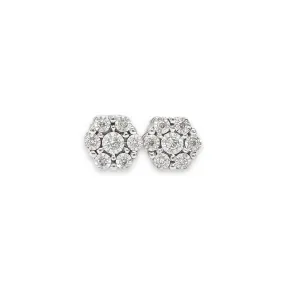 14K W Gold 0.05ctw I/SI2 Diamond Cluster Stud Earrings b