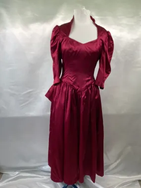 1980's Prom Burgundy 3/4 Sleeve Ladies Dress Vintage Dress Size Medium