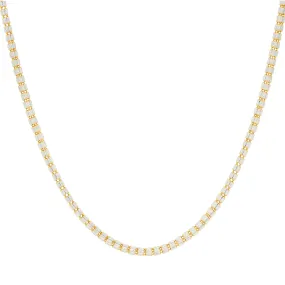 22K Multi Tone Rounded Link Chain W/ Stacked Oblong Beads,18 Grams