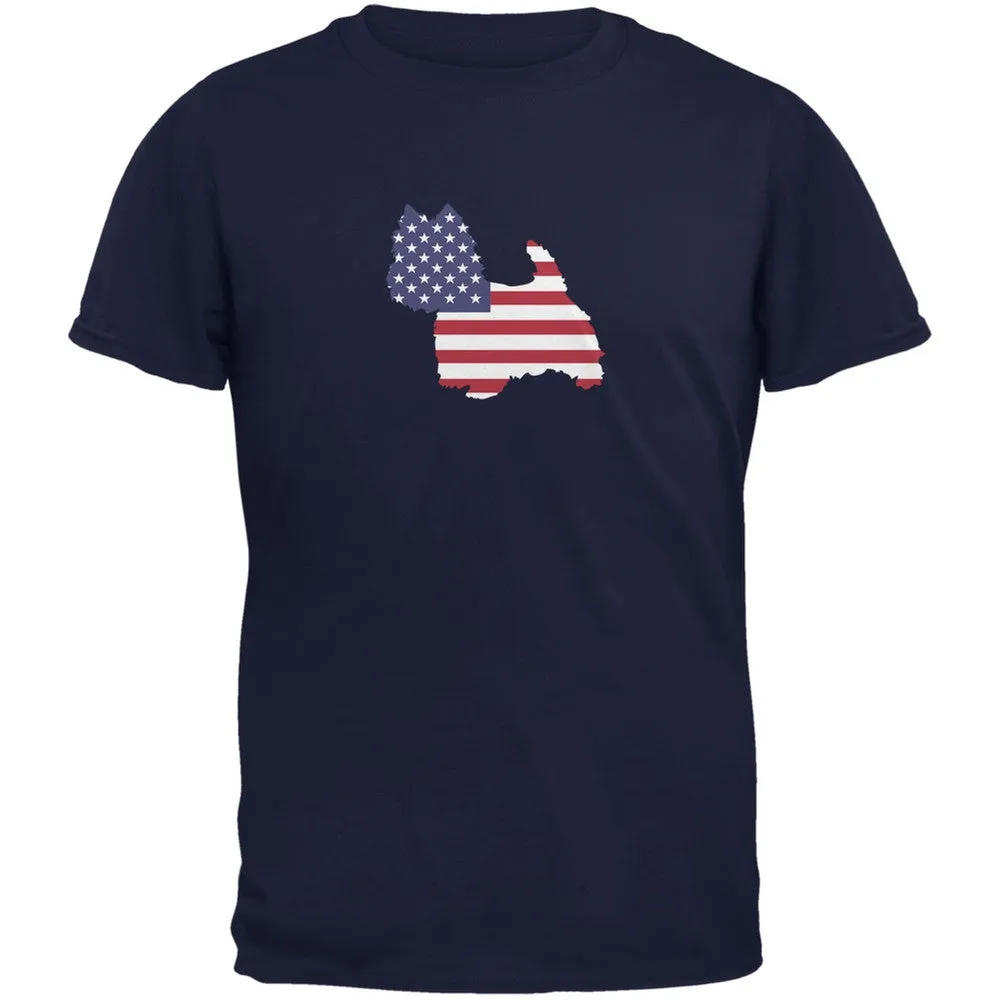 4th of July Patriotic Dog West Highland Terrier Navy Adult T-Shirt