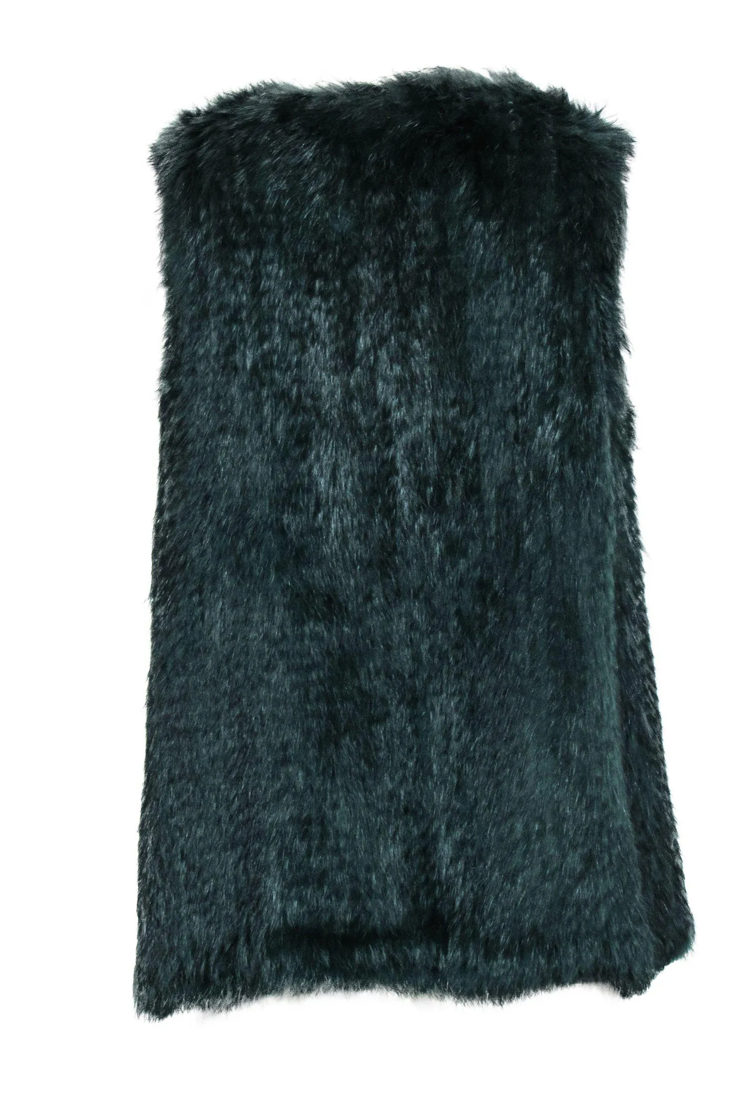 525 America - Emerald Green Rabbit Fur Open Vest Sz XS