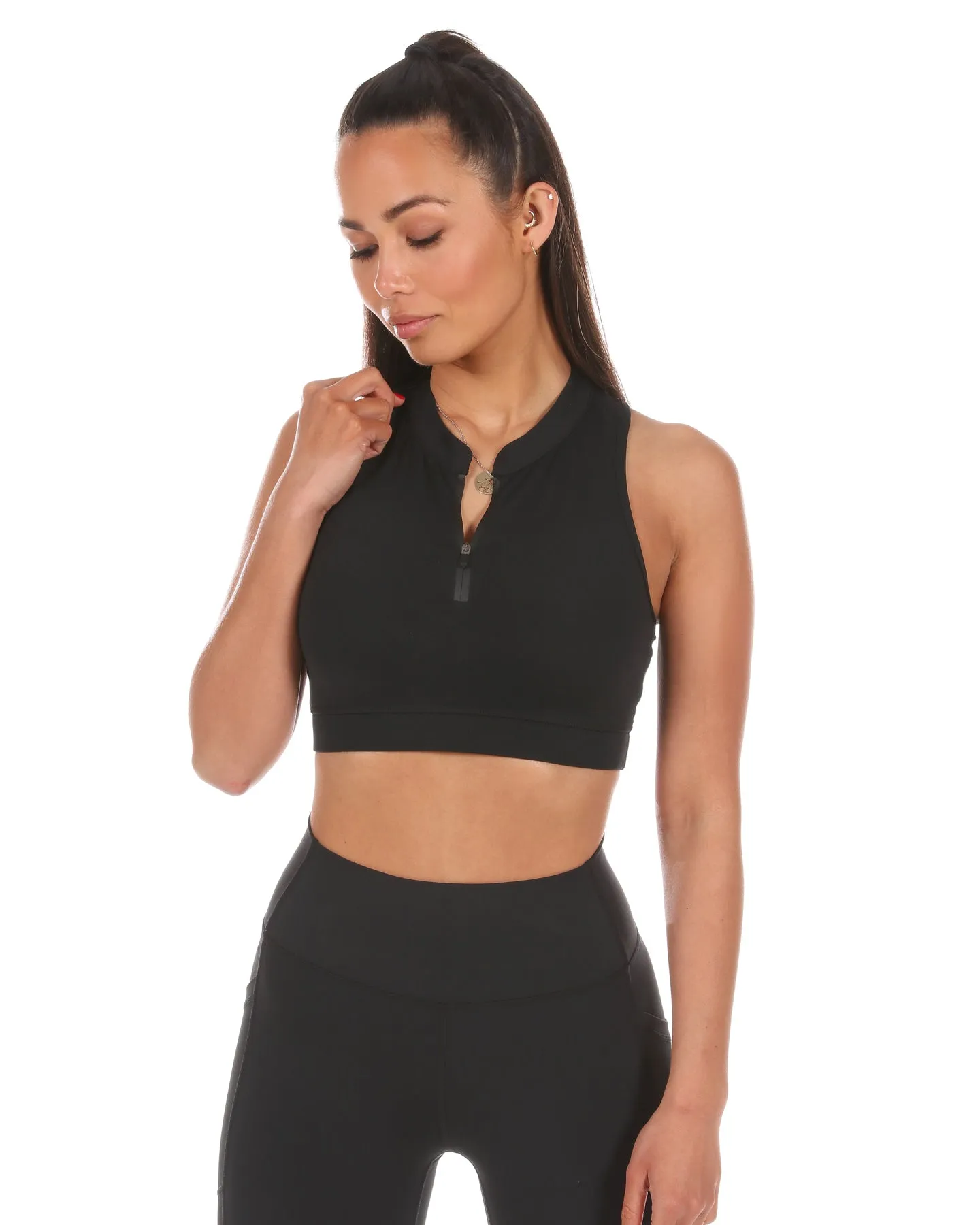 Accent Zip Bra - Black