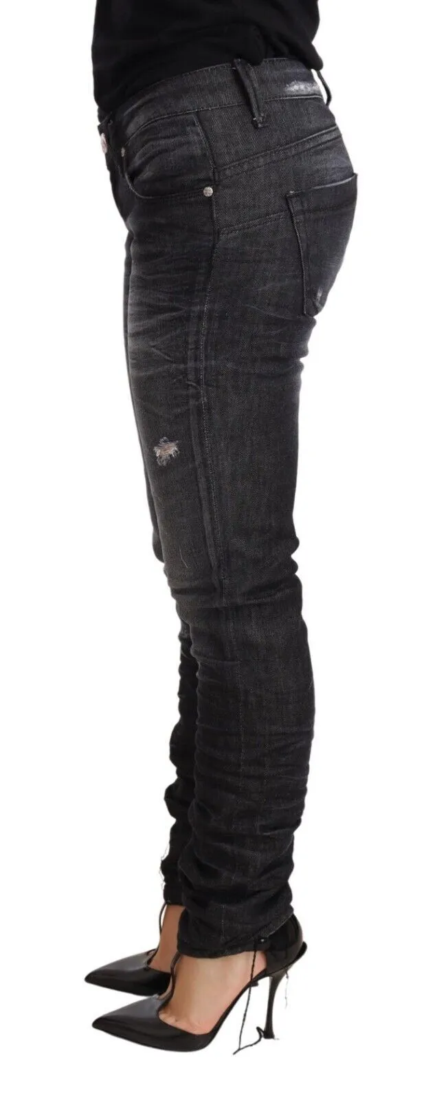 Acht Elegant Low Waist Skinny Black Denim