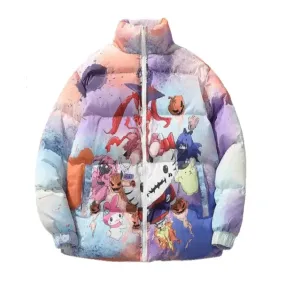 Aesthetic Long Sleeve Cartoon Print Bomber Jacket