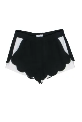 A.L.C - Black & White Colorblock Shorts w/ Scallop Hem Sz 4