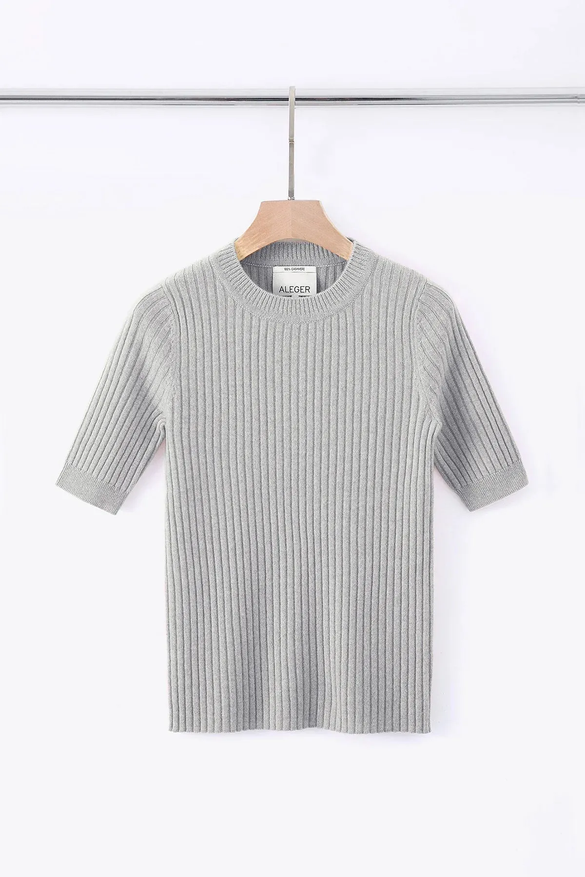 Aleger Cashmere Short Sleeve Tee in Polar Grey