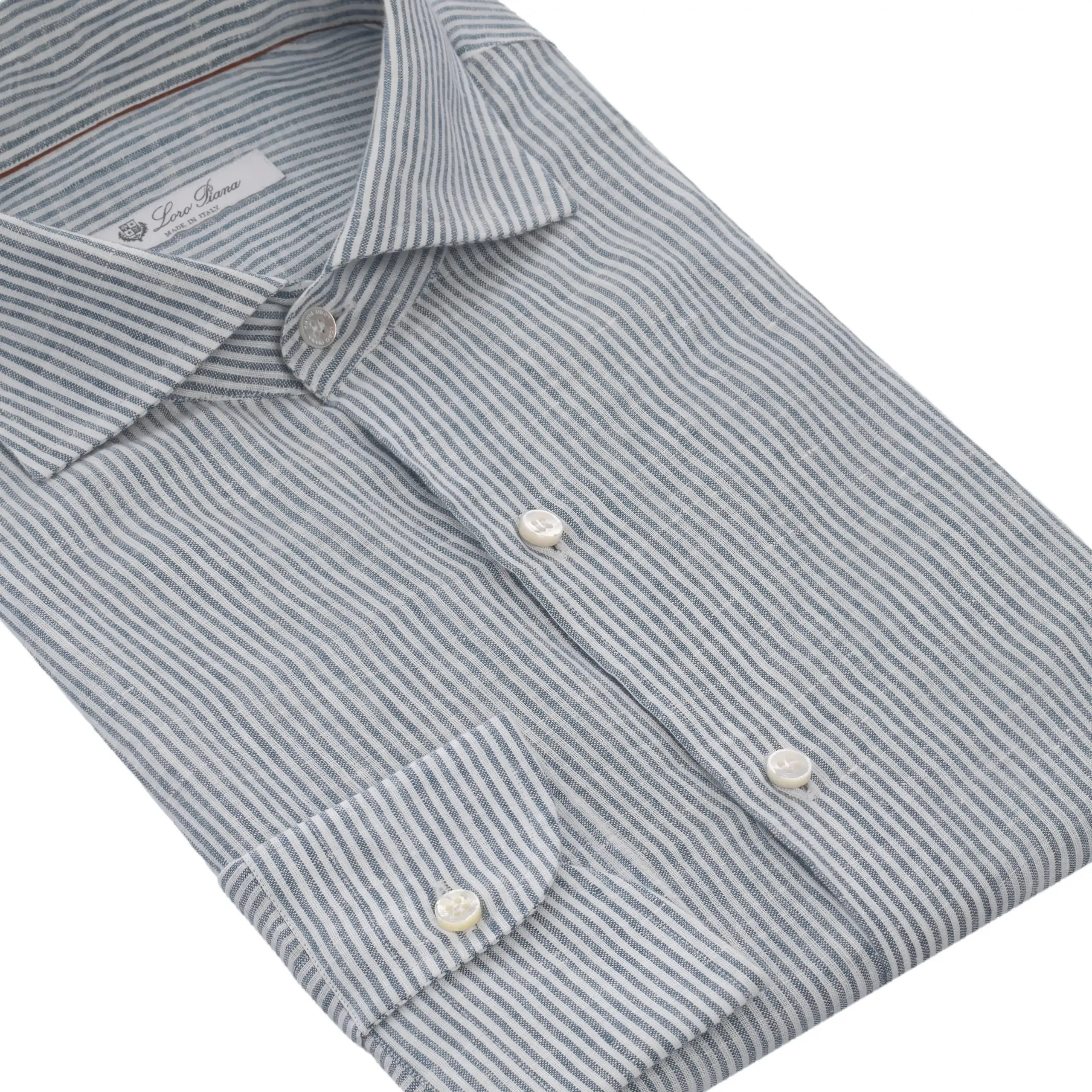 Arizona Striped Linen Shirt in Blue and White