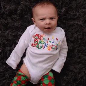 Baby boy My 1st Christmas - First Christmas bodysuit or shirt christmas legwarmers