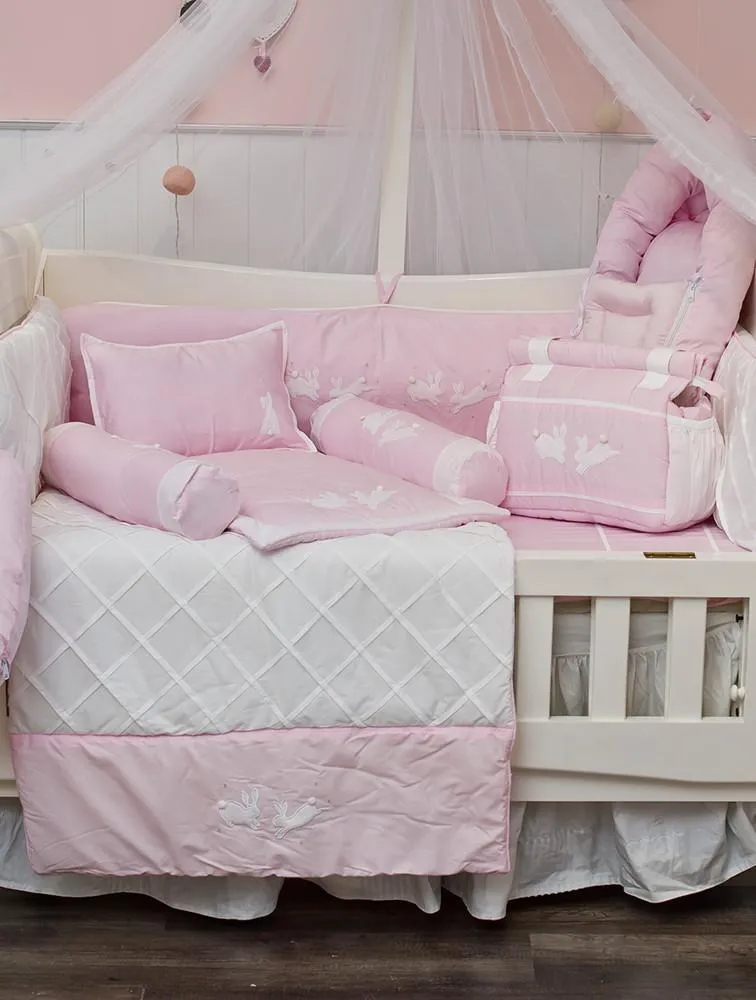 Baby Cot Bumpers – Pink Rabbit Theme