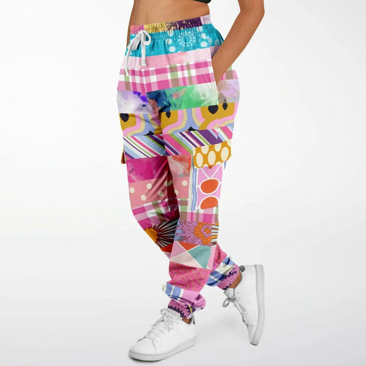 Bahama Mama Pink Floral Patchwork Unisex Cargo Sweats