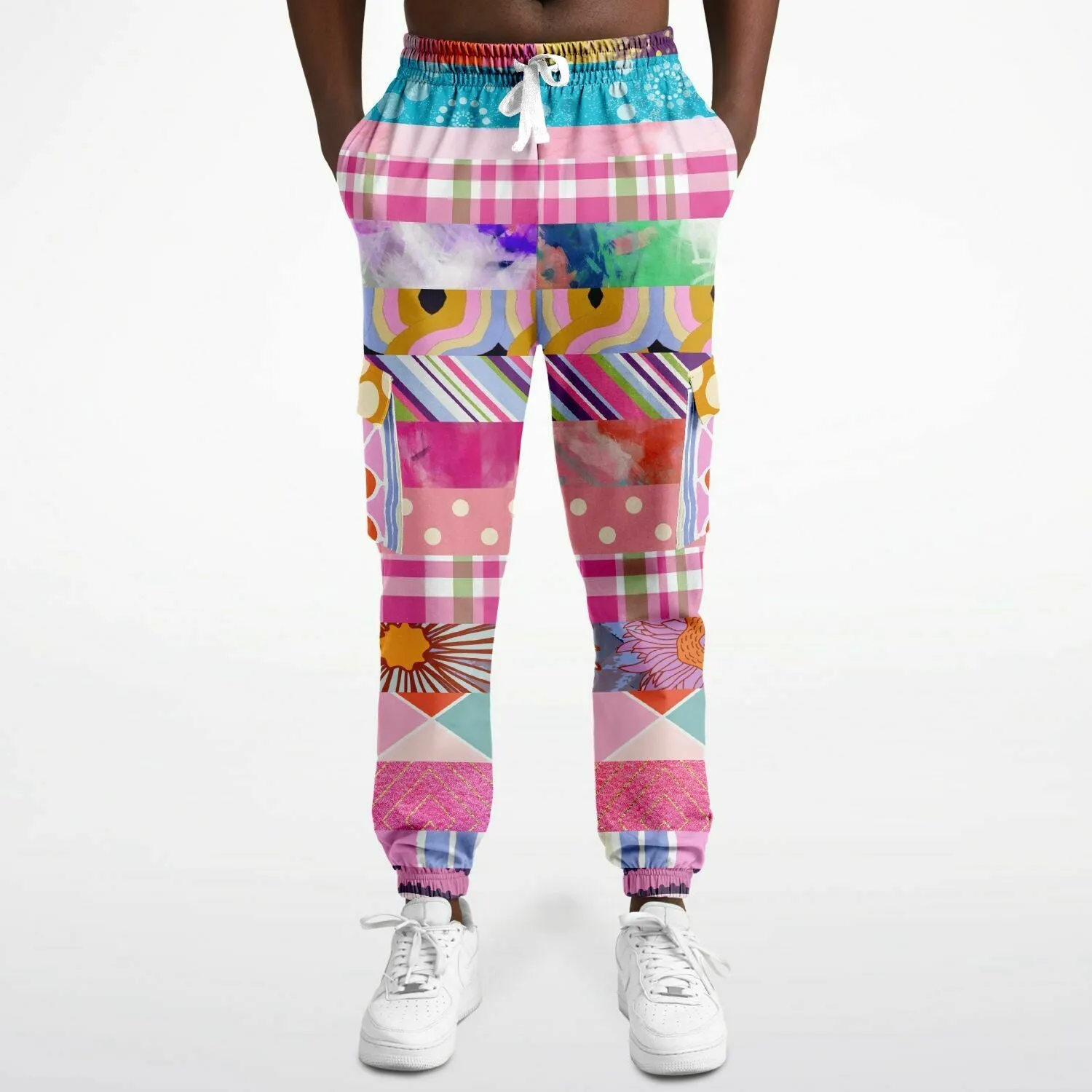 Bahama Mama Pink Floral Patchwork Unisex Cargo Sweats