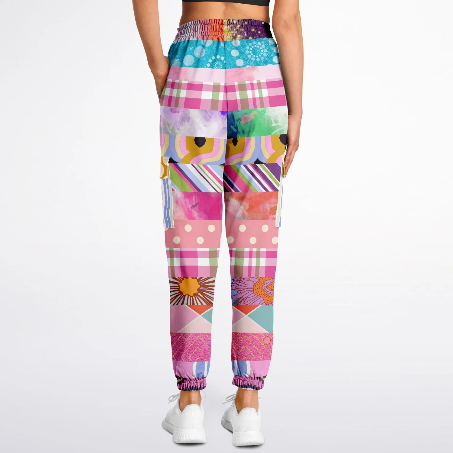 Bahama Mama Pink Floral Patchwork Unisex Cargo Sweats