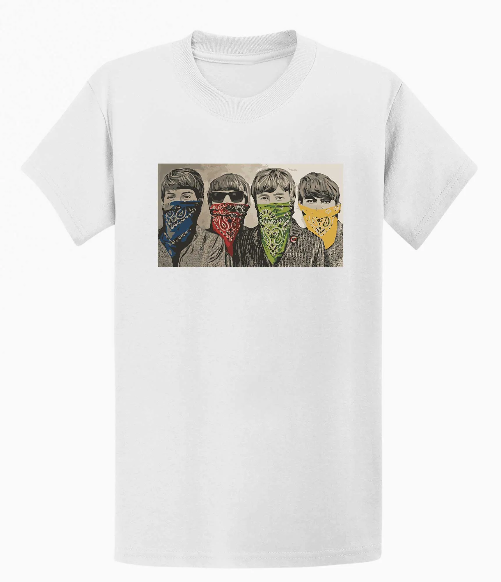 Banksy Unisex T-shirt  - Beatles with Bandanas