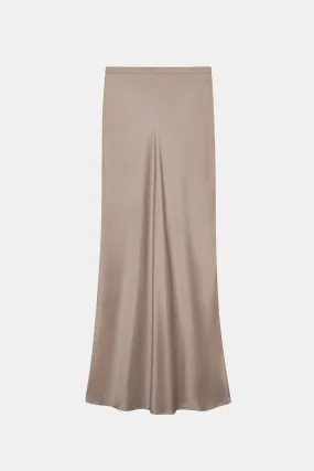 Bar Silk Maxi Skirt in Taupe