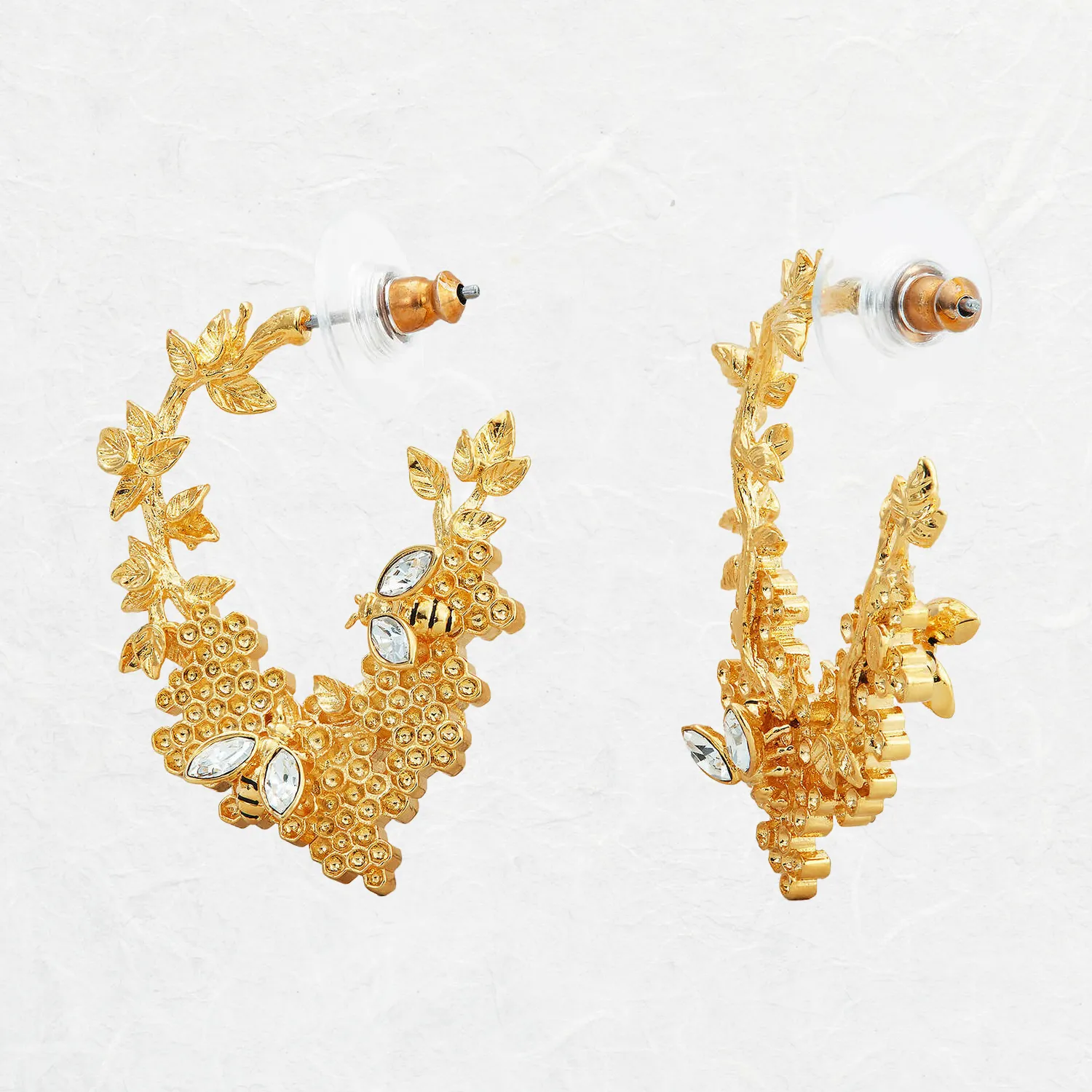 Bee and Honeycomb Hoop Earrings