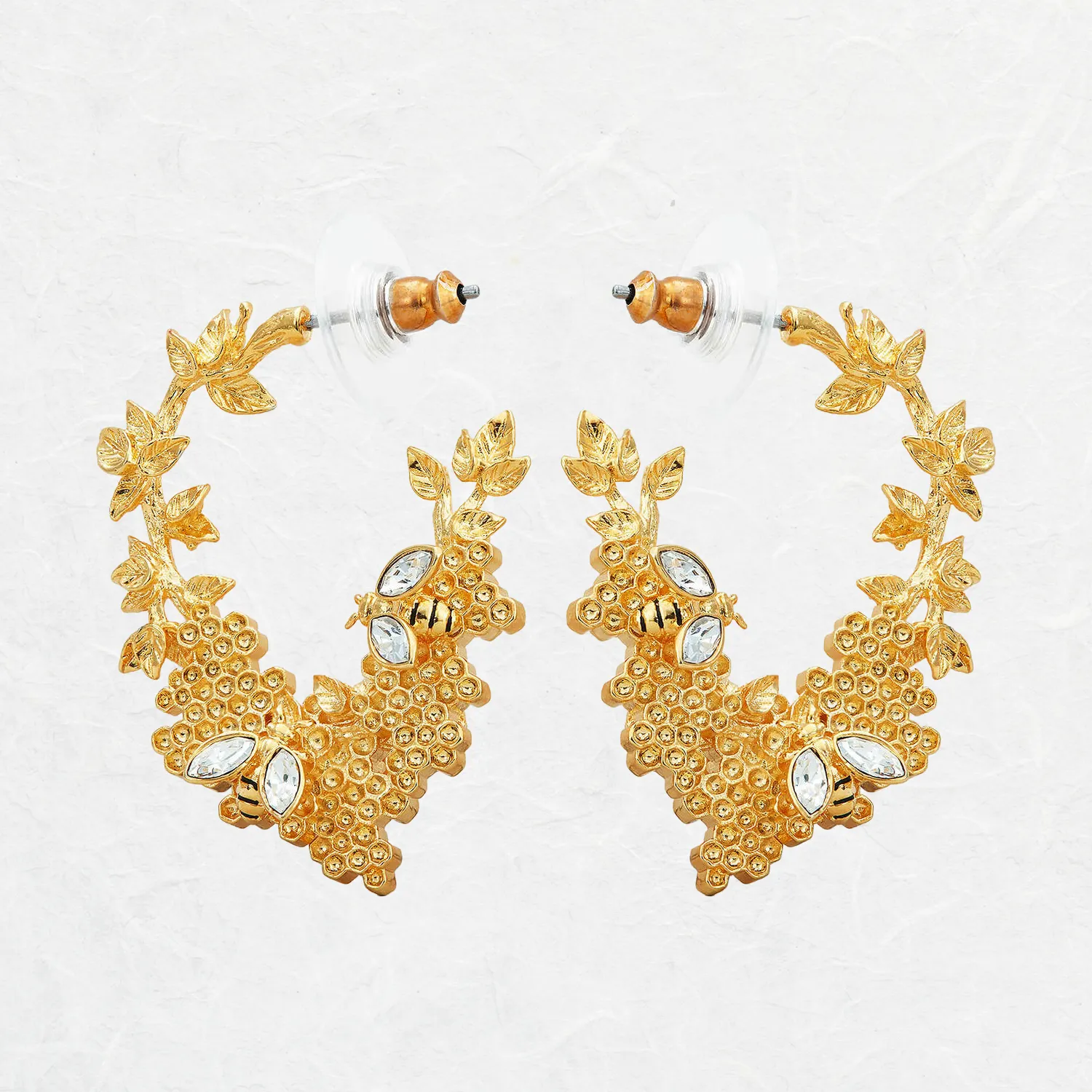 Bee and Honeycomb Hoop Earrings