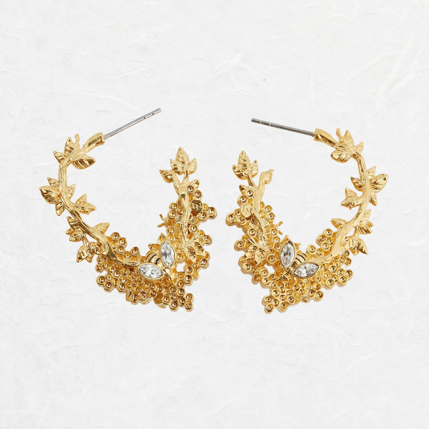 Bee and Honeycomb Hoop Earrings