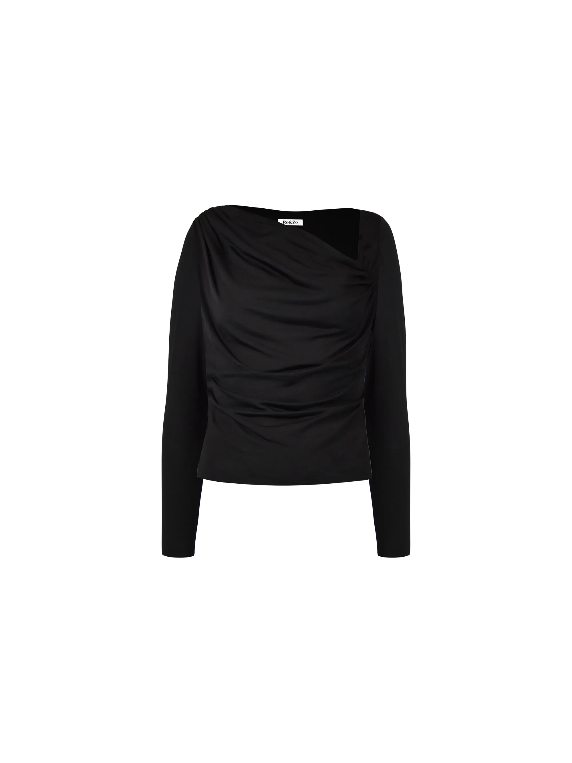 Black Asymmetric Neckline Jersey Top