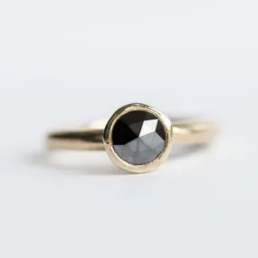 Black Rose Cut Rough Diamond Ring in Reclaimed Yellow Gold - Alternative Engagement Ring - Unique Engagement Ring in Recycled Gold