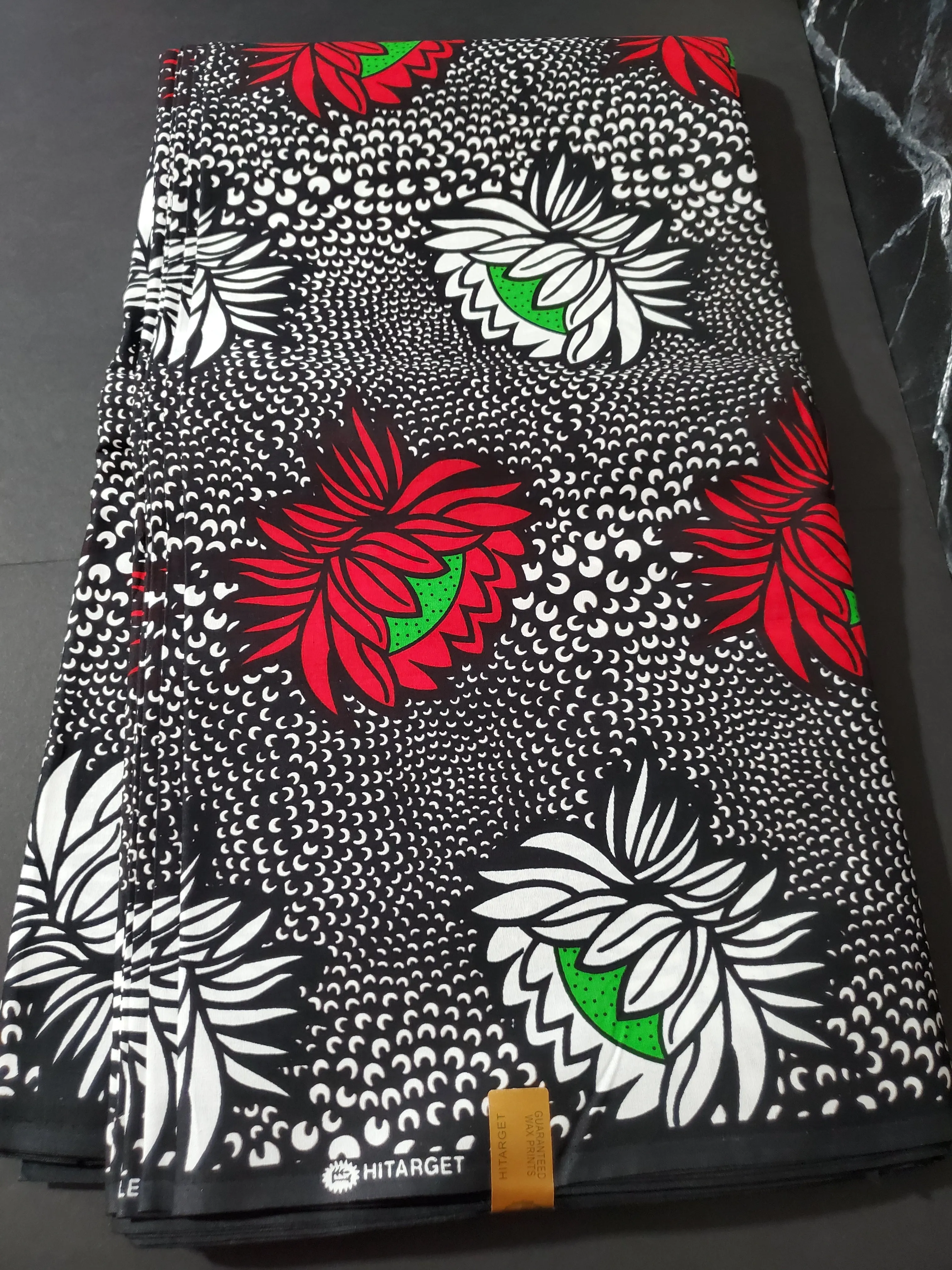 Black, White and Red African Ankara Fabric