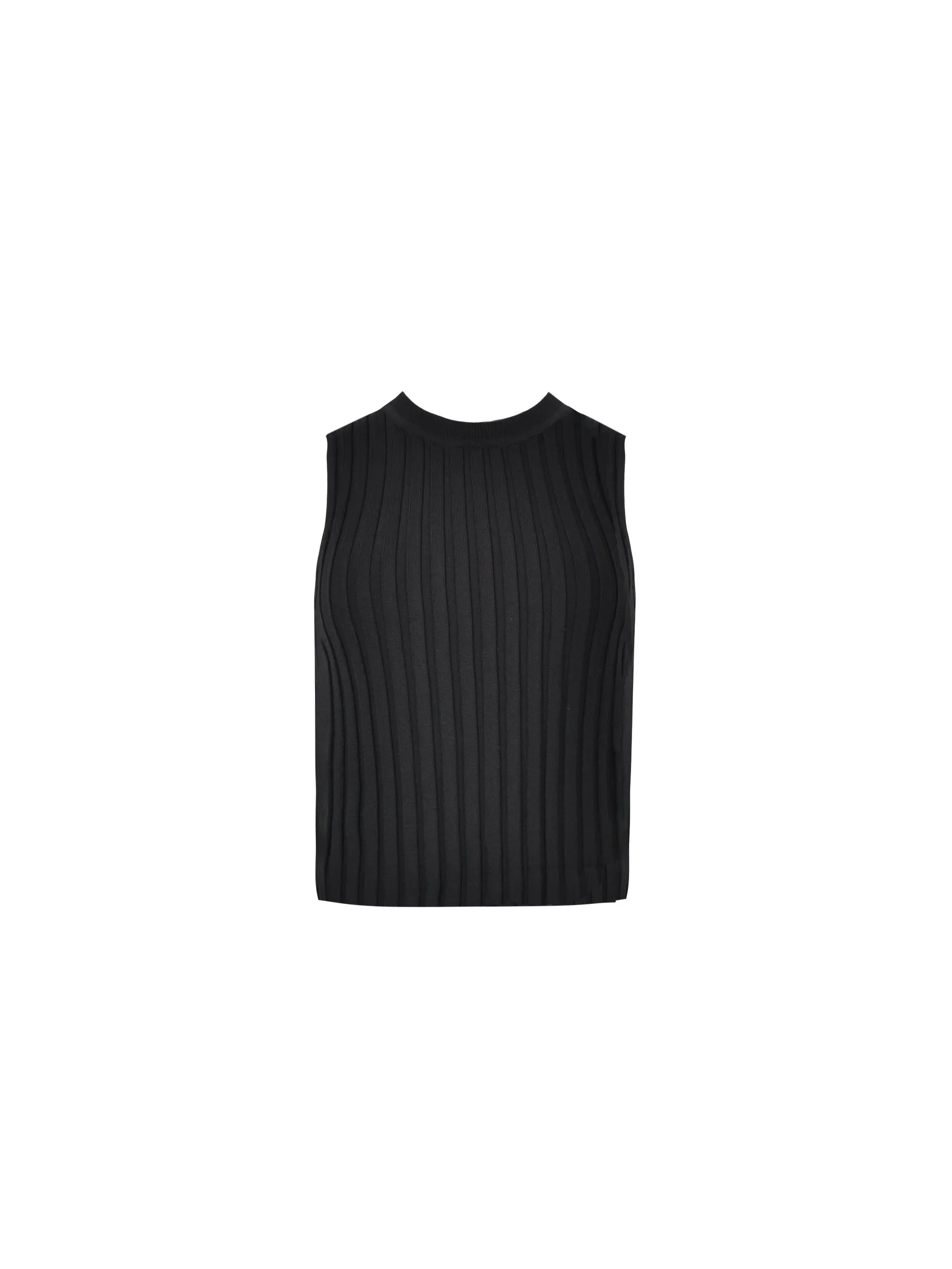 Black Wide Rib Knit Tank Top