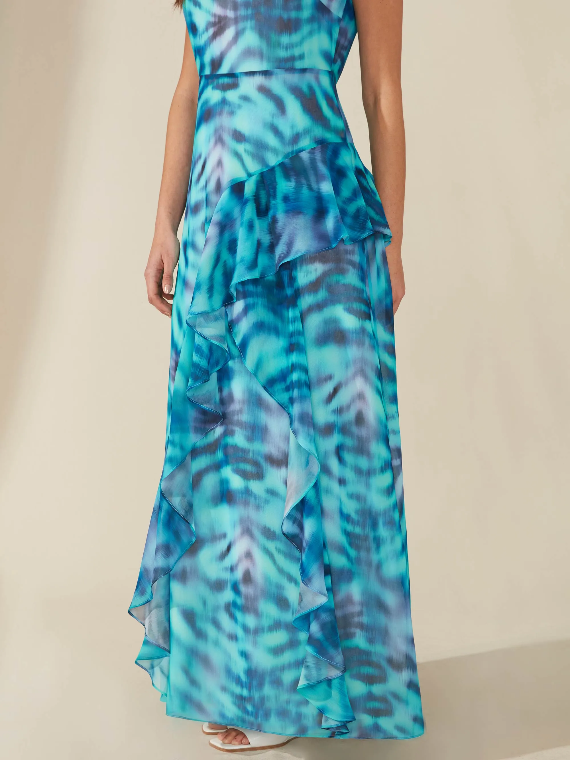 Blue High Neck Maxi Dress