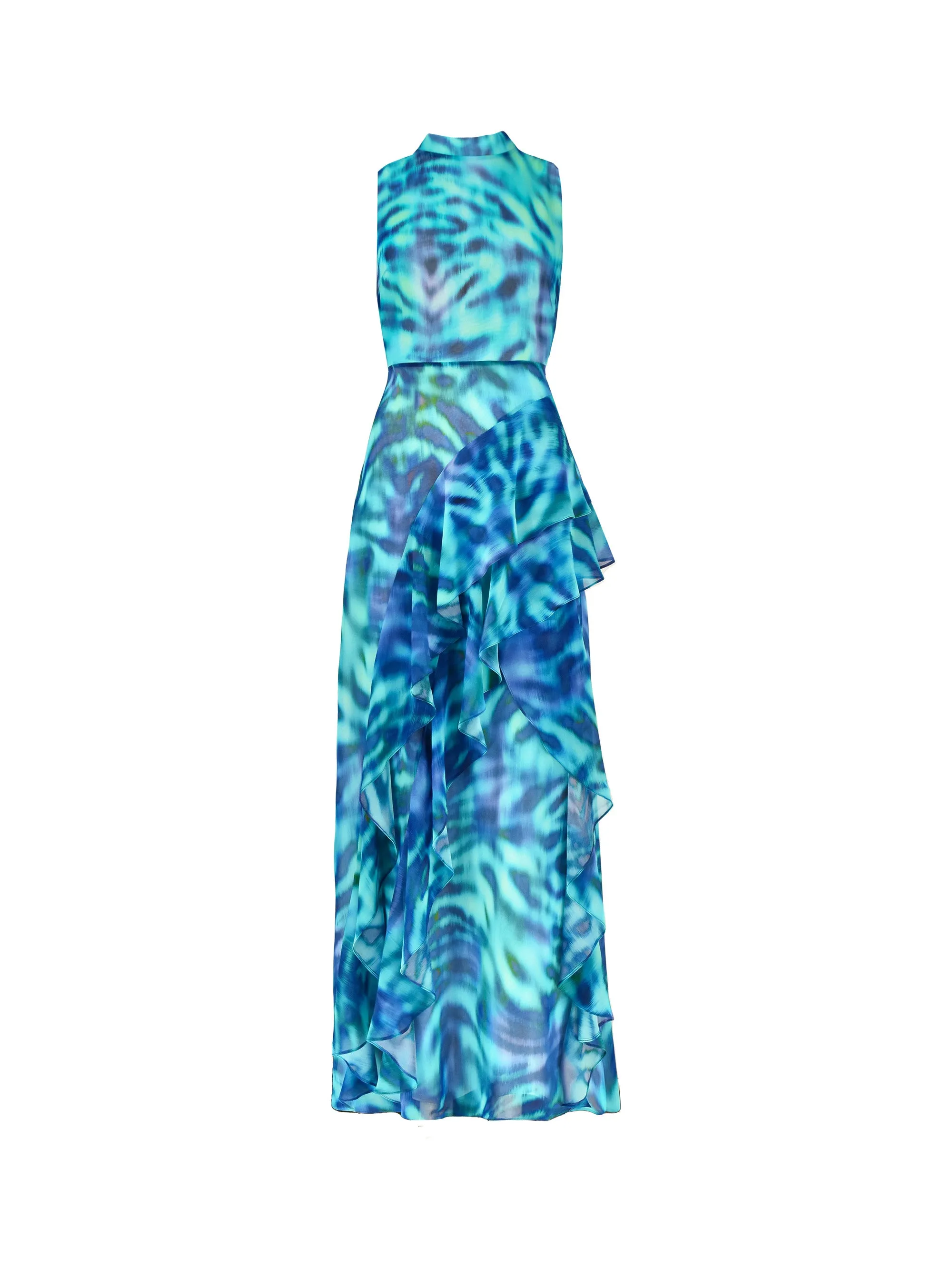 Blue High Neck Maxi Dress