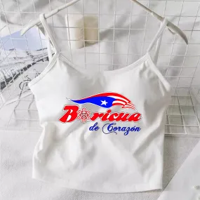 Boricua De Corazon Camisole Short Tank Top (3 colors)