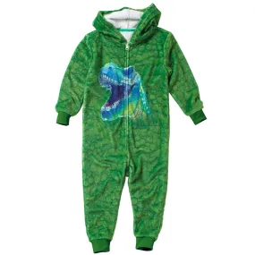 Boys Green Digital Print Dinosaur Onesie