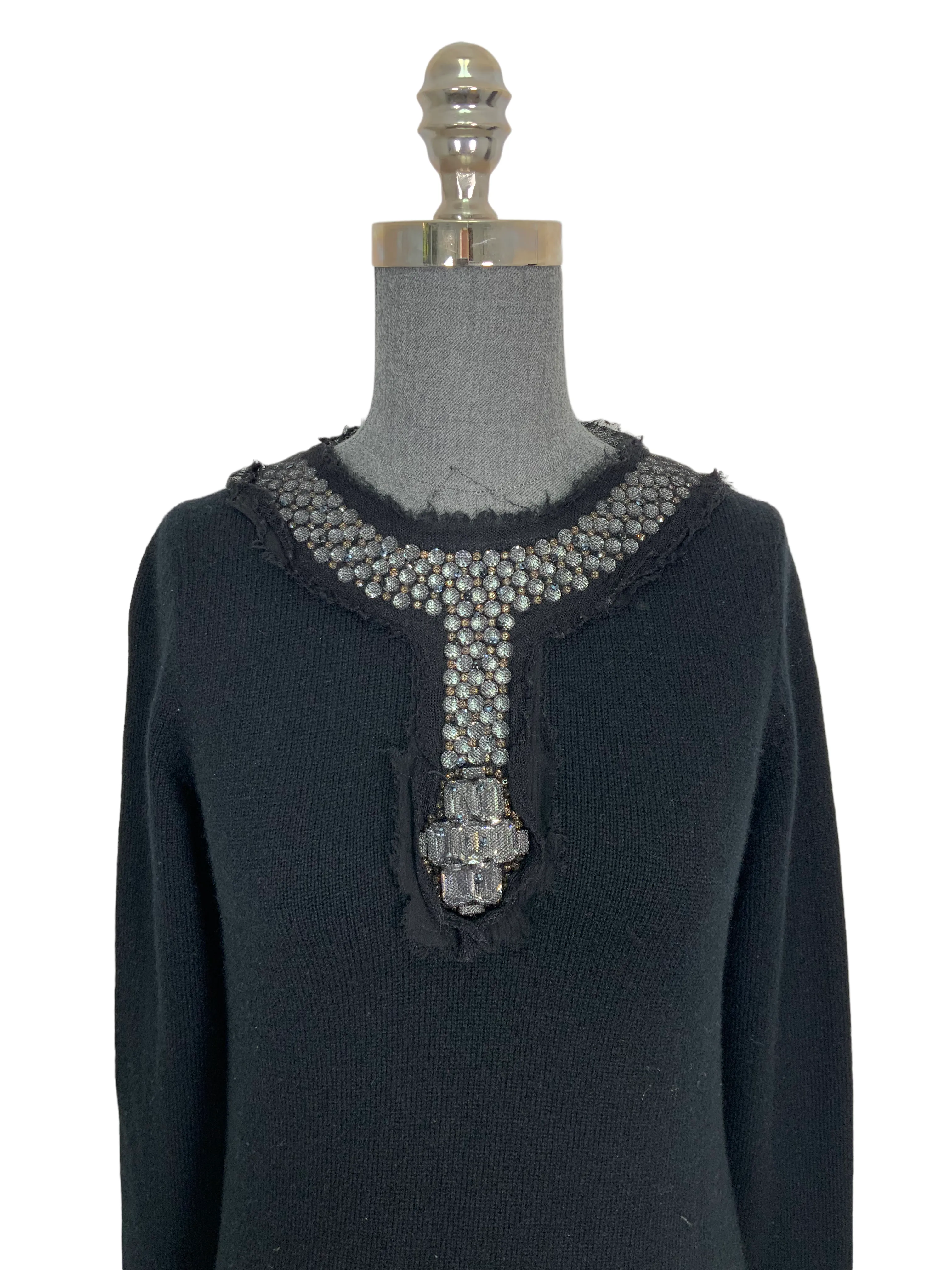 CHANEL 07A Cashmere Jewel Embellished Sweater Size M