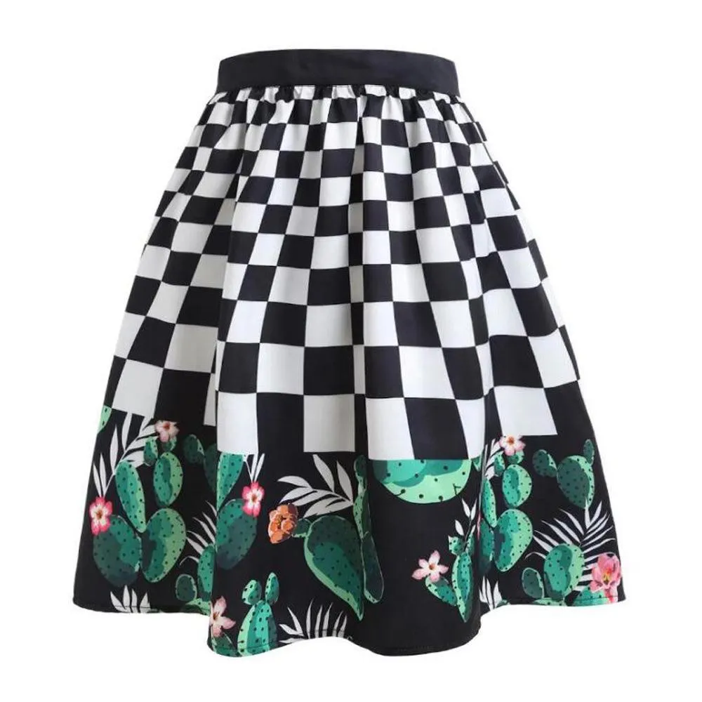 Checkered Craze Cactus Blossom Skirt