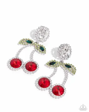 Cherry Picking Red Rhinestone Earrings - Paparazzi Accessories