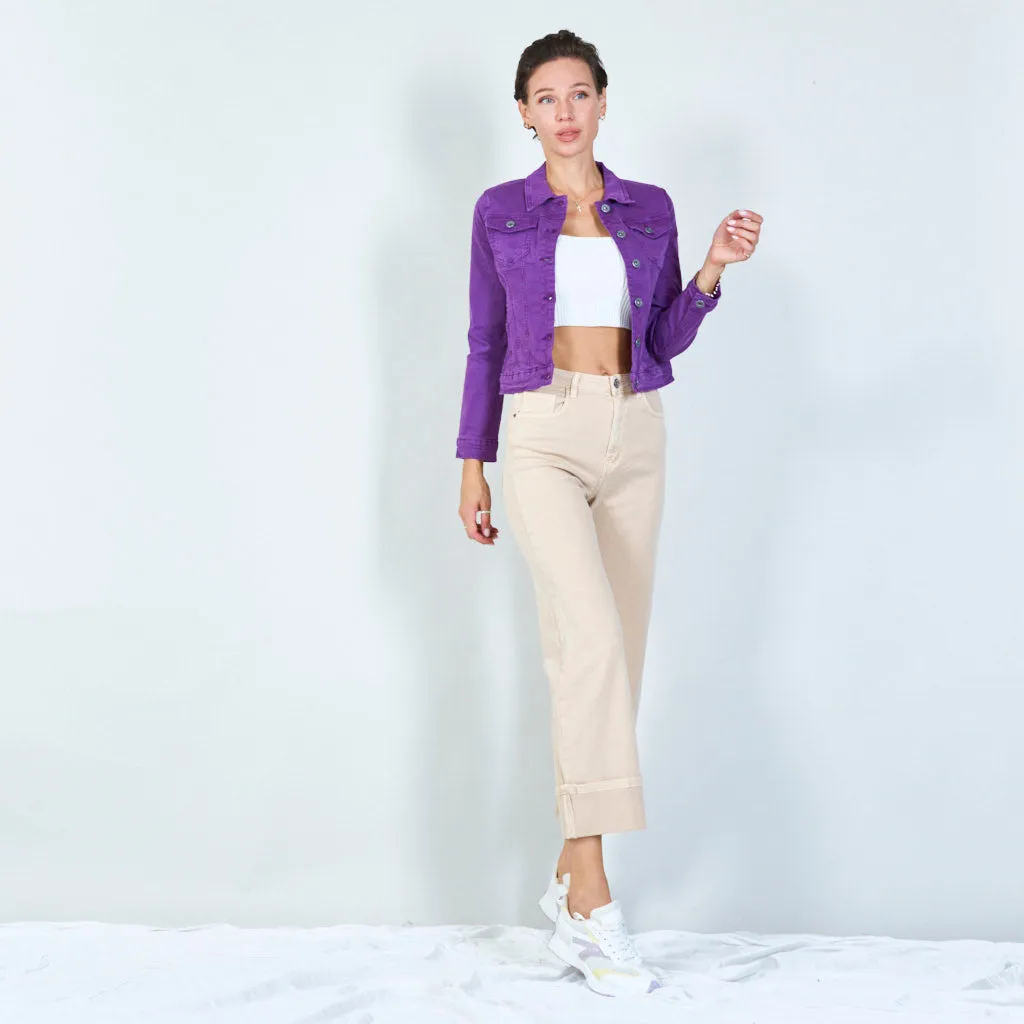 Chic high-waisted pants with cuffed hem wholesale