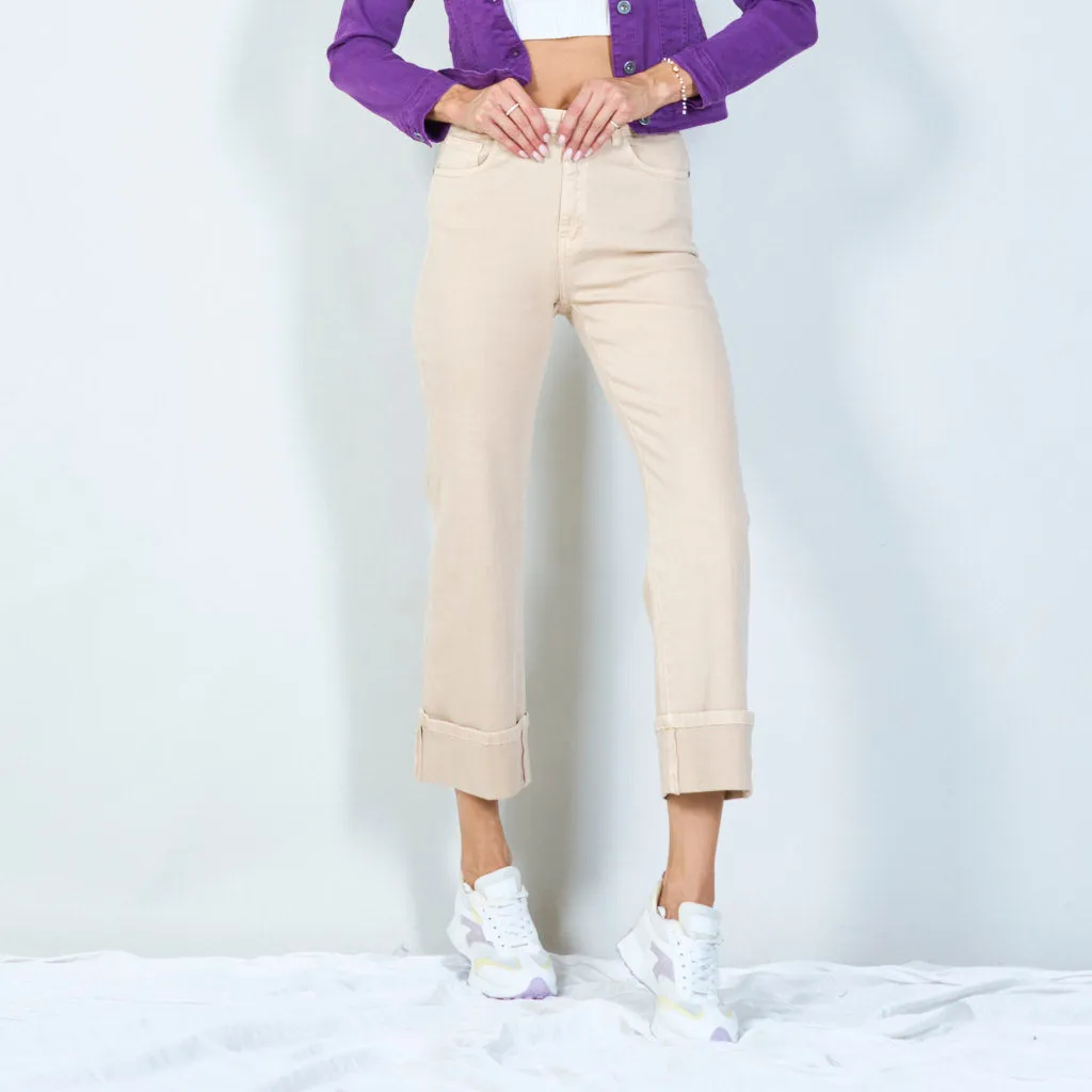 Chic high-waisted pants with cuffed hem wholesale