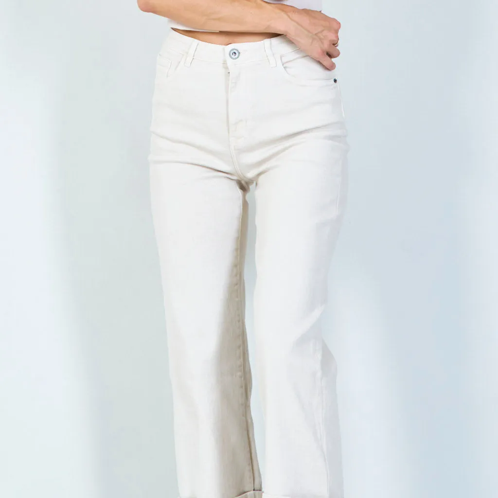 Chic high-waisted pants with cuffed hem wholesale