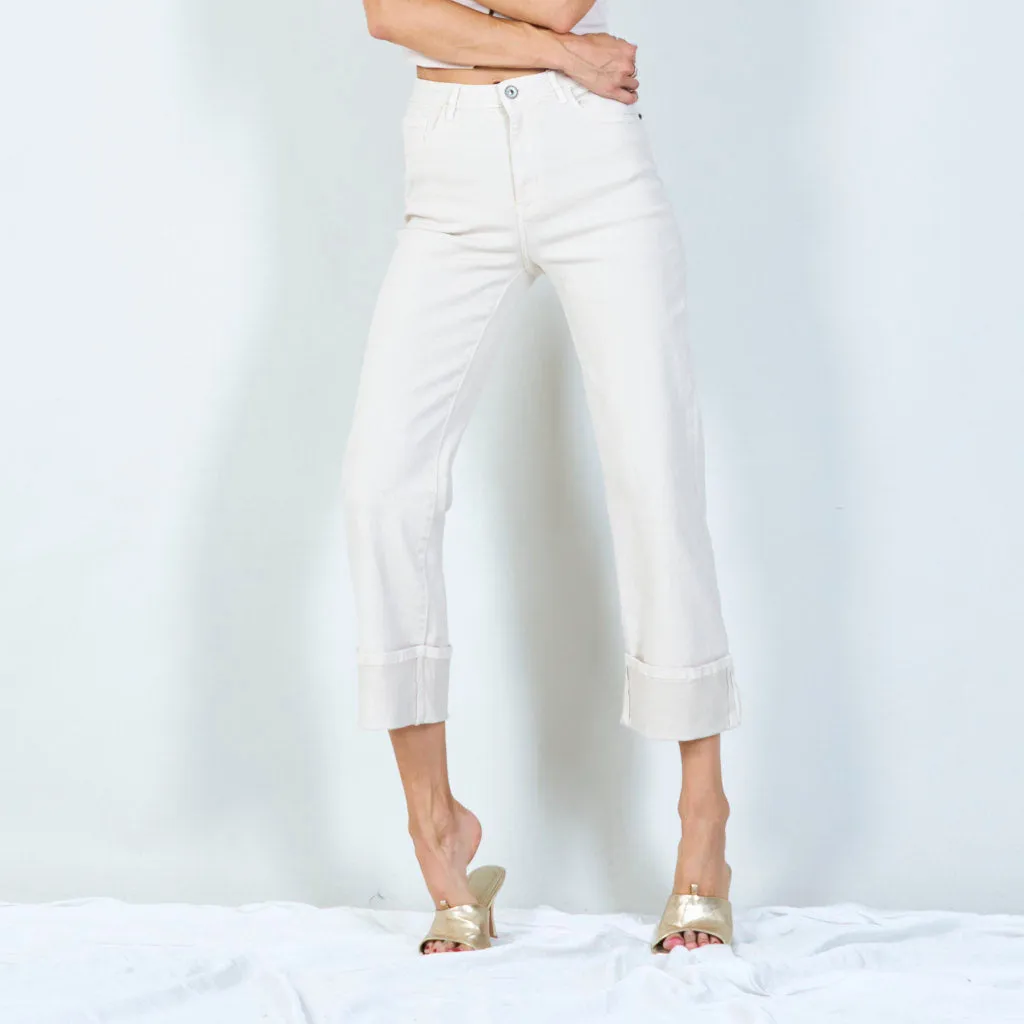 Chic high-waisted pants with cuffed hem wholesale