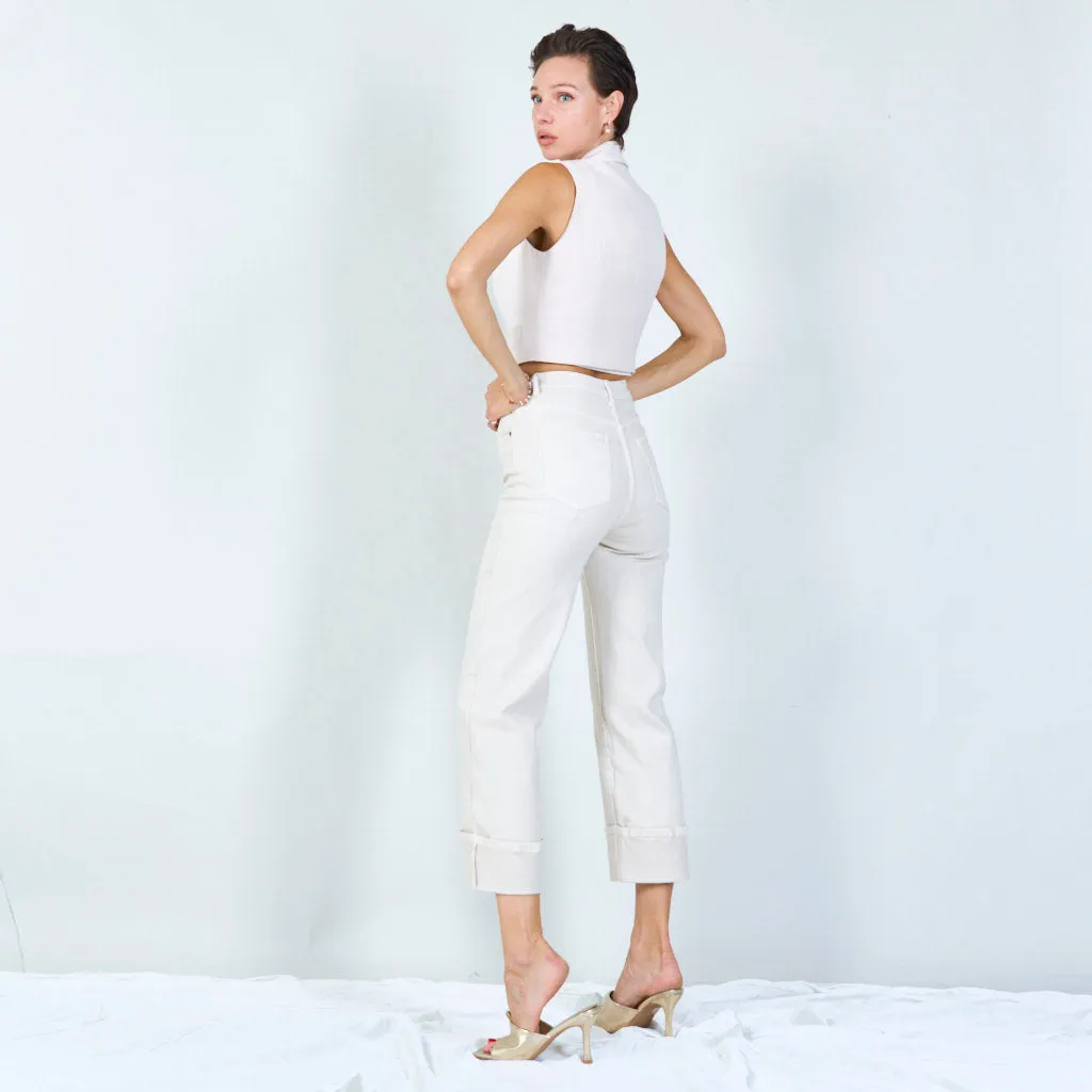 Chic high-waisted pants with cuffed hem wholesale