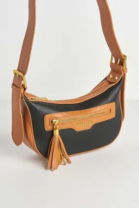 Cinna Horsebit Detail Cross Body Bag in Black