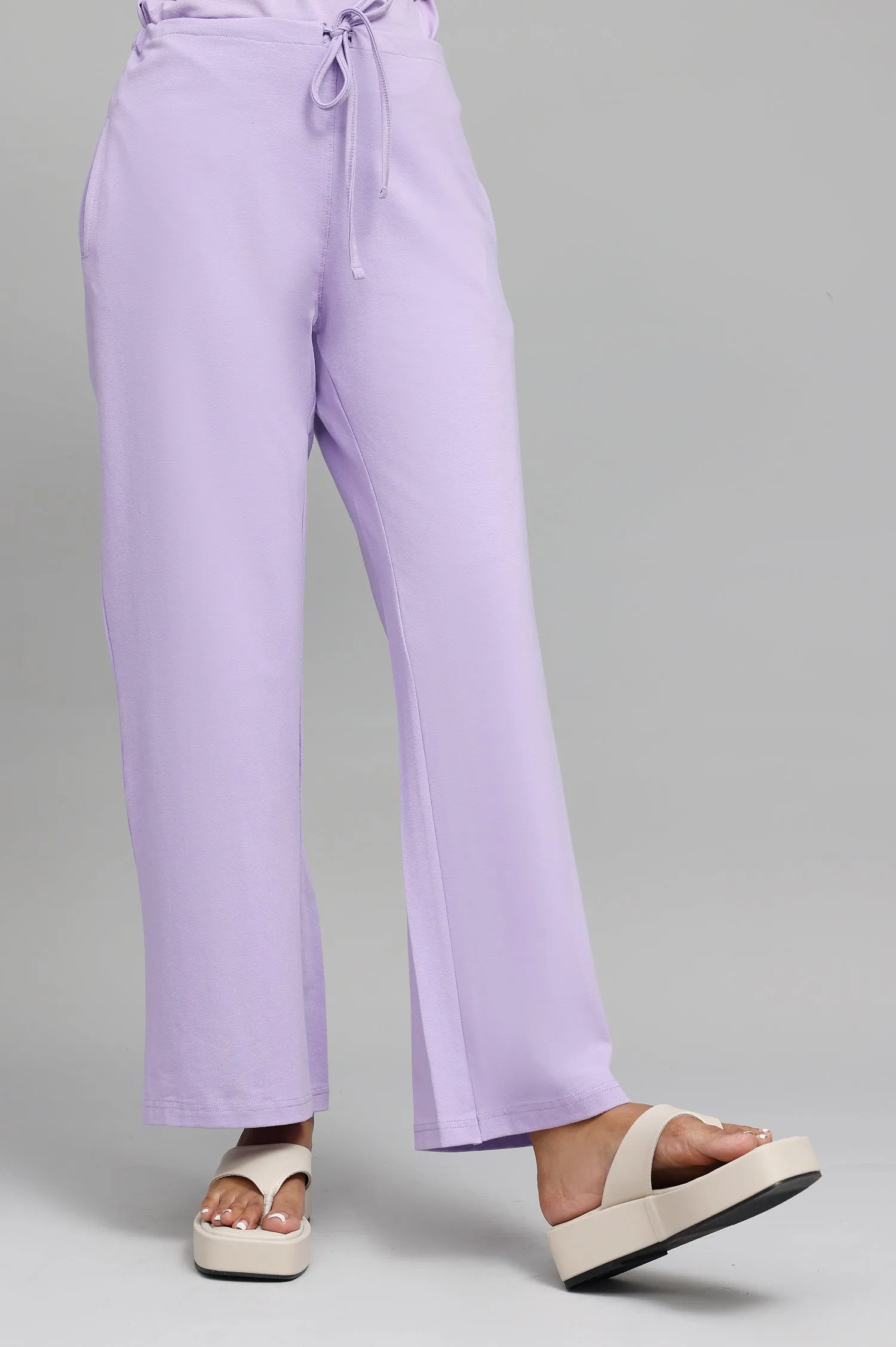 COMFY WIDE-LEG LOUNGE PANTS-LILAC