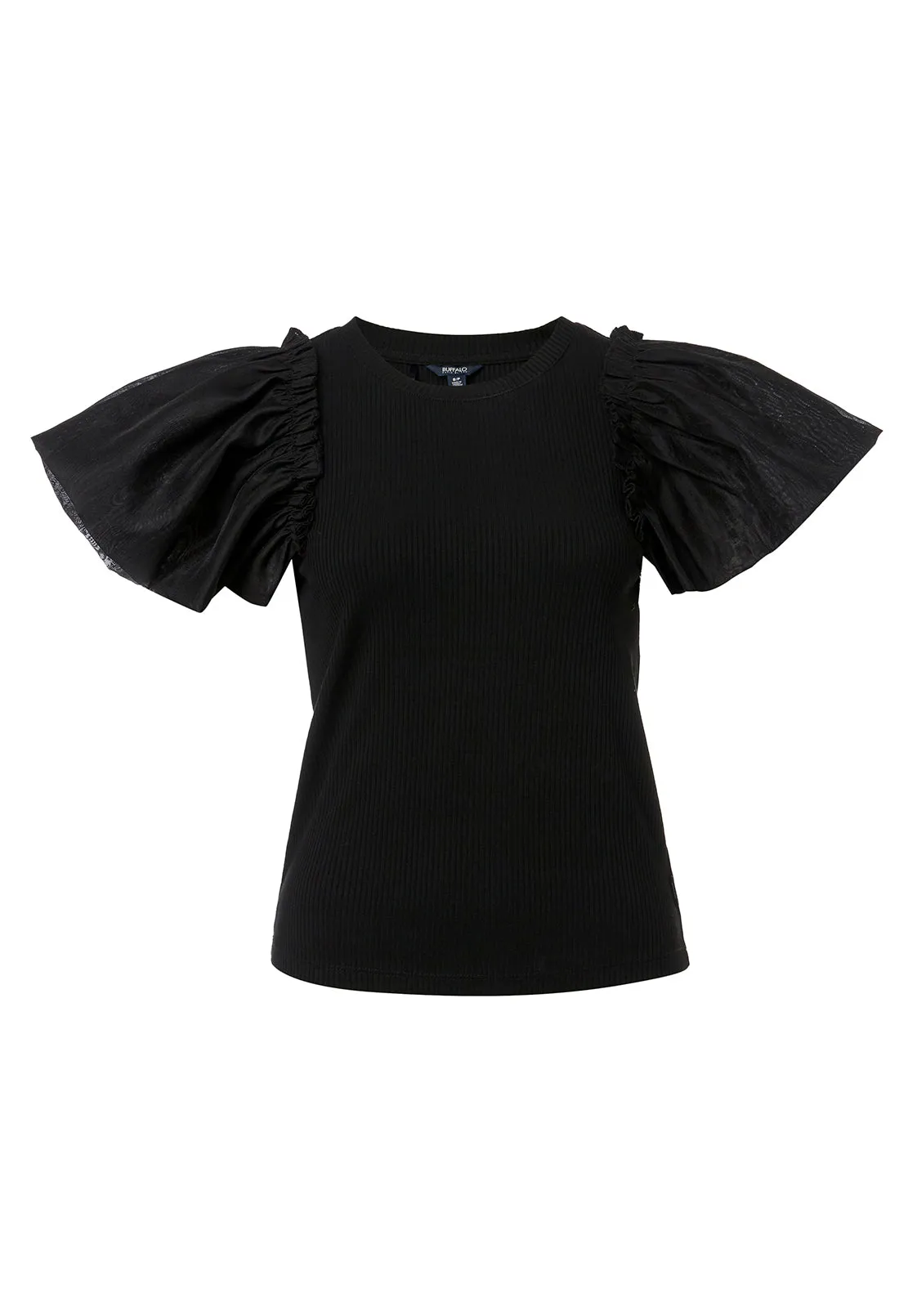 Constance Women's Mixed Media T-Shirt in Black - KT0711P