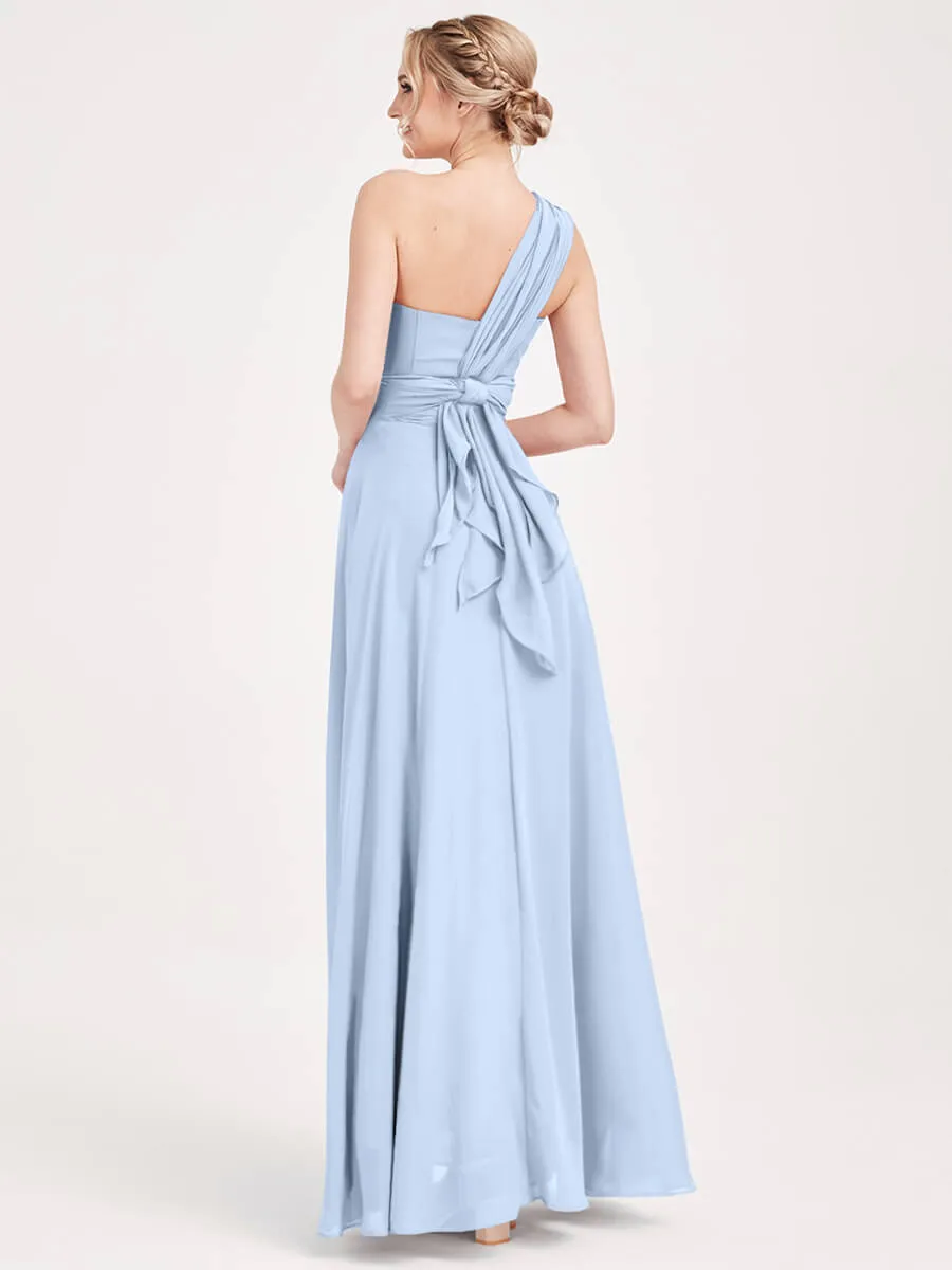 Convertible Chiffon Bridesmaid Dress Wrap Cornflower Blue Maxi Gown