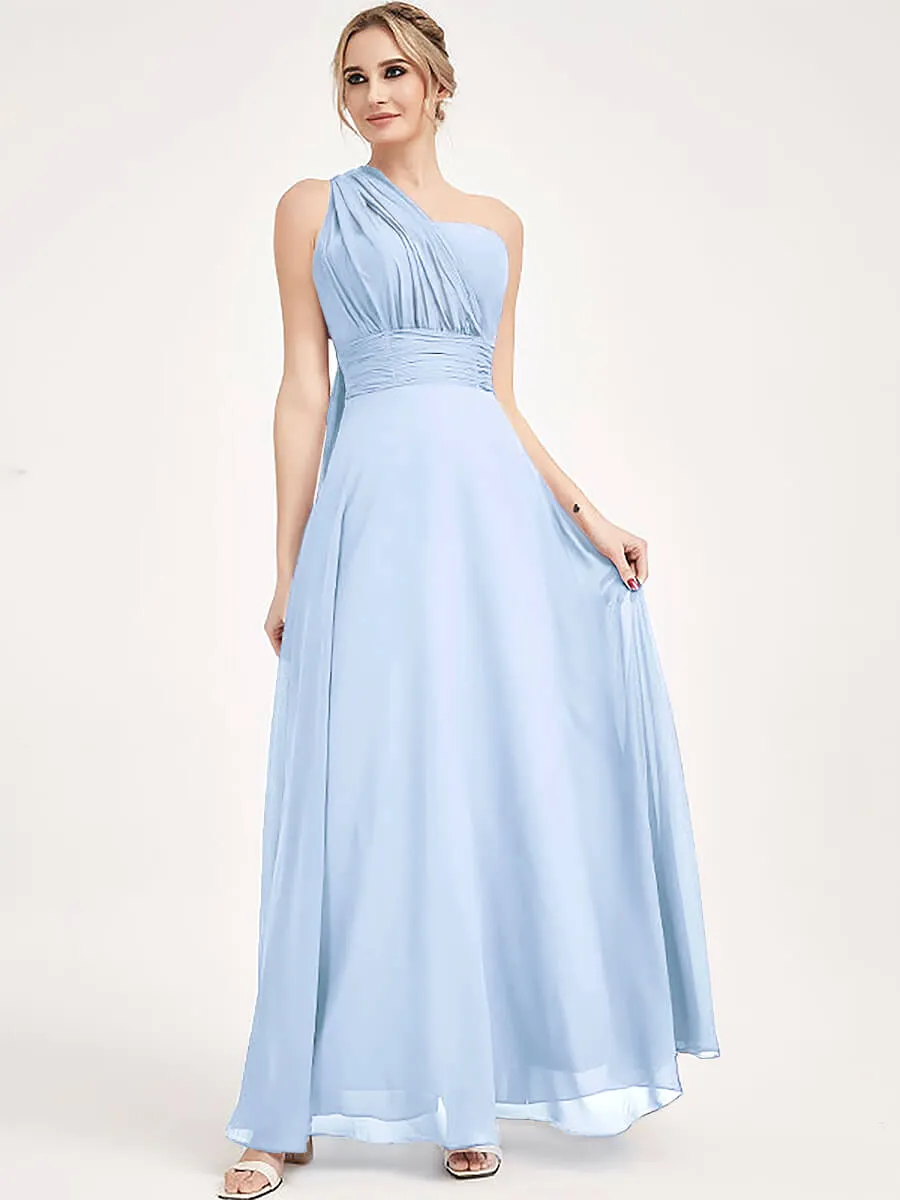 Convertible Chiffon Bridesmaid Dress Wrap Cornflower Blue Maxi Gown