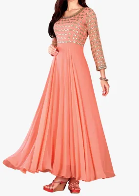 Coral anarkali suit