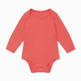 Coral Ribbed Long Sleeve Bodysuit