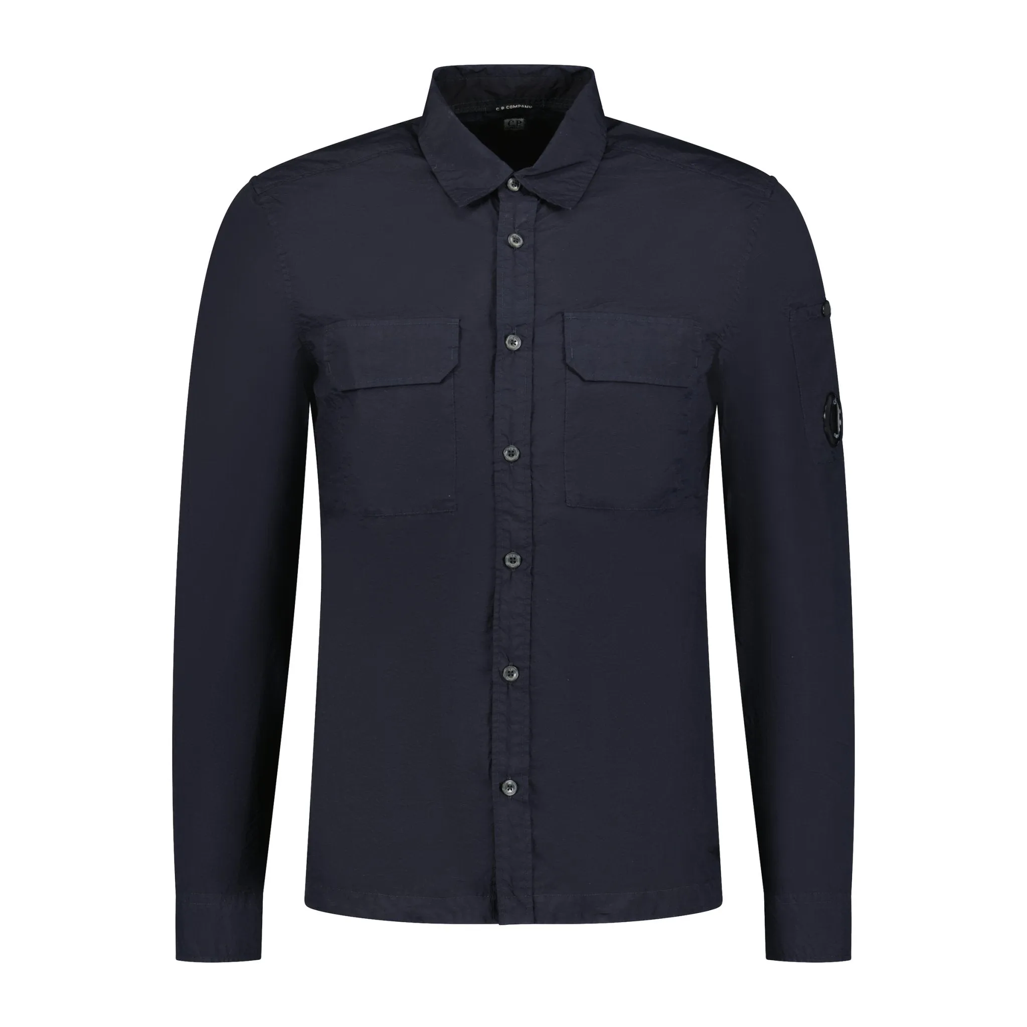 CP COMPANY  CHROME LENS BUTTON-UP OVERSHIRT JACKET NAVY